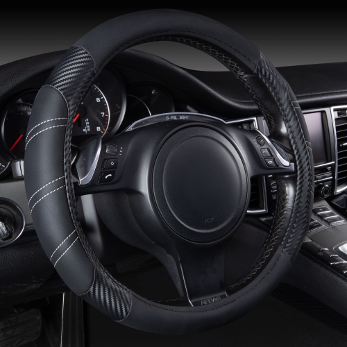 HLD  Line Rider Microfiber Leather Sporty Steering Wheel Cover Universal Fits for 95% Truck, Suv, Cars, Anti-Slip Safety Comfortable Desgin (Black