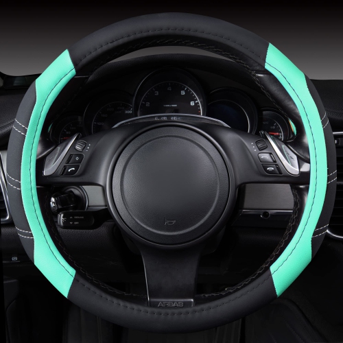 Line Rider Microfiber Leather Sporty Steering Wheel Cover Universal Fits for 95% Truck,SUV,Cars, Anti-Slip Safety Comfortable Desgin