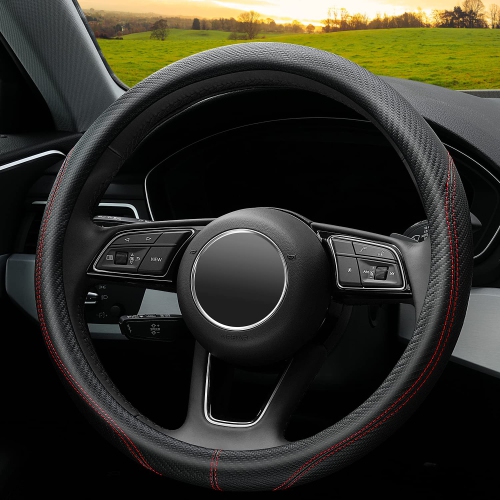 Soft Microfiber Leather Anti-Slip Car Steering Wheel Cover, Universal 15 Inch for Women Girls, Fit Vehicles, Sedans, SUVS, Vans, Trucks - Black