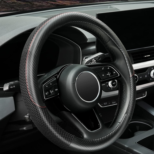 HLD  Microfiber Leather Breathable Ice Silk Anti-Slip Absorbs Sweat Car Steering Wheel Cover, Universal Fit 15 Inch, Fit Vehicles, Sedans, Suvs, Vans