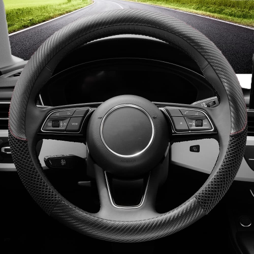 Microfiber Leather Breathable Ice Silk Anti-Slip Absorbs Sweat Car Steering Wheel Cover, Universal Fit 15 Inch, Fit Vehicles, Sedans, SUVS, Vans,