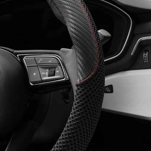 Microfiber Leather Breathable Ice Silk Anti-Slip Absorbs Sweat Car Steering Wheel Cover, Universal Fit 15 Inch, Fit Vehicles, Sedans, SUVS, Vans,