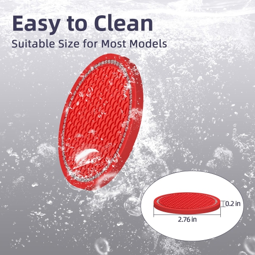 Bling Car Coasters Crystal Rhinestone Car Coaster 2.76 inch Silicone Diamond Car Cup Holder Coasters Suitable for Most Car Car Coasters for Women(2