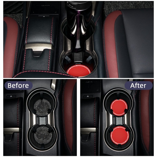 Bling Car Coasters Crystal Rhinestone Car Coaster 2.76 inch Silicone Diamond Car Cup Holder Coasters Suitable for Most Car Car Coasters for Women(2