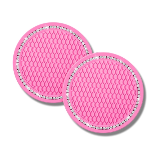 HLD  Bling Car Coasters Crystal Rhinestone Car Coaster 2.76 Inch Silicone Diamond Car Cup Holder Coasters Suitable for Most Car Car Coasters For