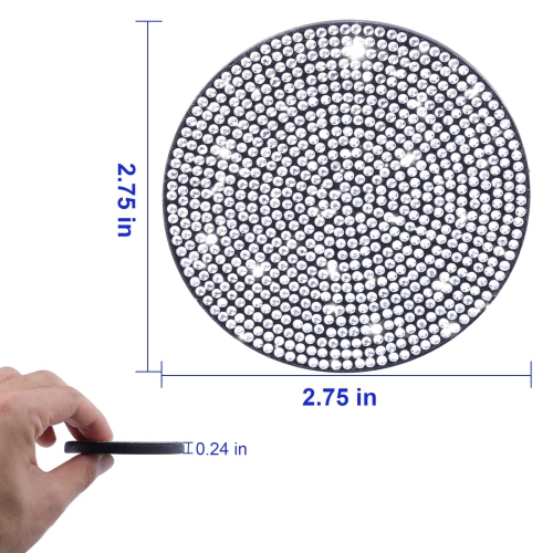 2pcs 7cm/ 2.75Inch Bling Car Coasters, Car Cup Holder Coaster Glitter Car Coaster Cup Mats Crystal Car Accessories for Ladies and Girls