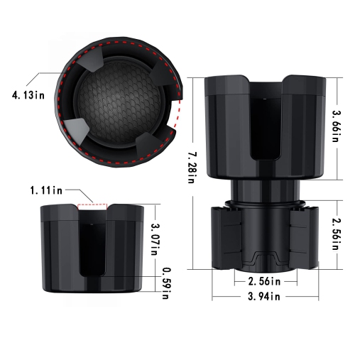 Car Cup Holder Expander Adapter with Adjustable Base,Cup Holder Expander for Yeti 24/36/46oz, Hydro Flasks 32/40oz, Large Bottles