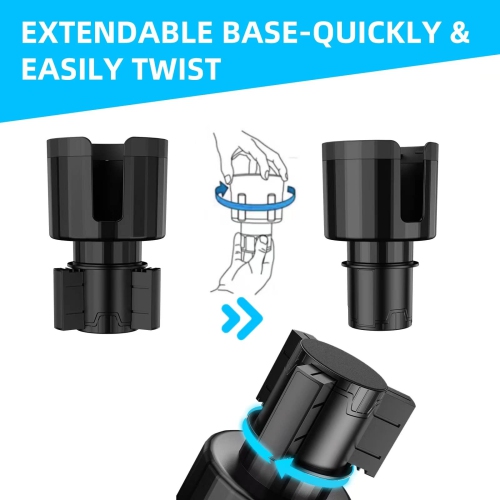 Car Cup Holder Expander Adapter with Adjustable Base,Cup Holder Expander for Yeti 24/36/46oz, Hydro Flasks 32/40oz, Large Bottles