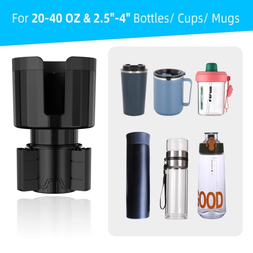 Car Cup Holder Expander Adapter with Adjustable Base,Cup Holder Expander for Yeti 24/36/46oz, Hydro Flasks 32/40oz, Large Bottles