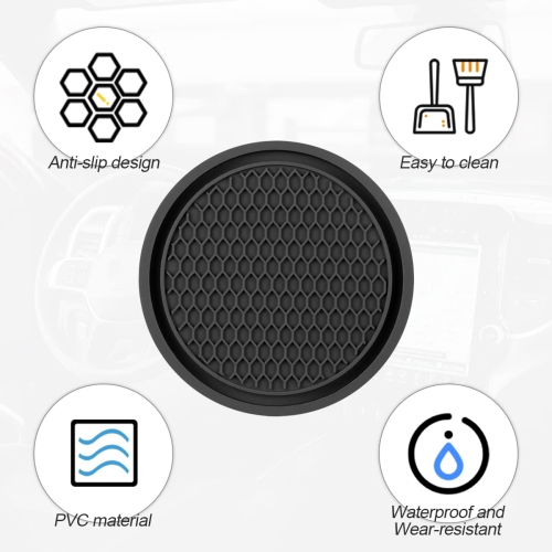 Car Cup Holder Coaster, 4 Pack 2.75 Inch Diameter Non-Slip Universal Insert Coaster, Durable, Suitable for Most Car Interior, Car Accessory for Women