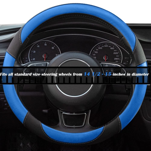 Steering Wheel Covers Universal Microfiber Leather, Suitable for 14 1/2-15 inch Car Steering Wheel Cover, Breathable, Anti Slip & Odor