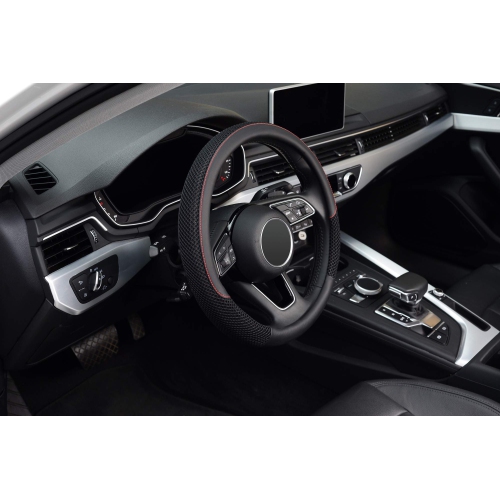 Steering Wheel Cover, Universal 15 inch, Microfiber Leather Viscose, Breathable, Anti-Slip,Warm in Winter and Cool in Summer, Black