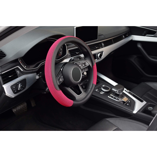 Housse universelle pour volant de direction, 15 po, cuir viscose microfibre, respirant, antidérapant, chaud en hiver et froid en été, noir et rouge