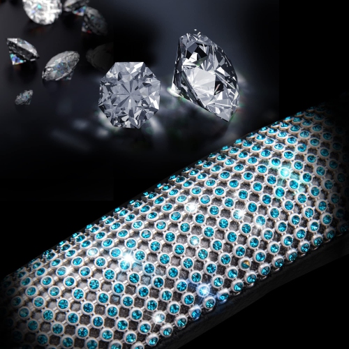 Diamond Black Leather Steering Wheel Cover, with Bling Crystal Rhinestones Universal Fit 14" 1/2-15" Crystal Glitter for Women Sparkle Girl Fit