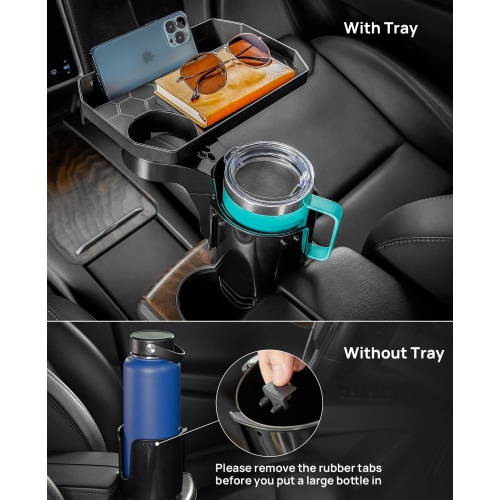 Car Cup Holder Expander, Automotive Cup Attachable Tray with 360° Rotation,Large Cup Holder Adapt Most Regular Cups with 18-40 oz, fit in 2.75-3.25