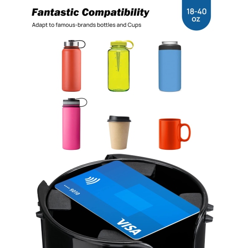 Car Cup Holder Expander, Automotive Cup Attachable Tray with 360° Rotation,Large Cup Holder Adapt Most Regular Cups with 18-40 oz, fit in 2.75-3.25