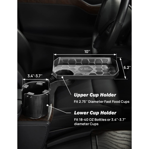 Car Cup Holder Expander, Automotive Cup Attachable Tray with 360° Rotation,Large Cup Holder Adapt Most Regular Cups with 18-40 oz, fit in 2.75-3.25