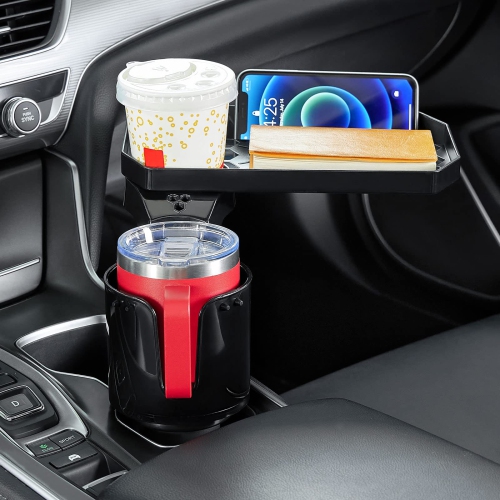 Car Cup Holder Expander, Automotive Cup Attachable Tray with 360° Rotation,Large Cup Holder Adapt Most Regular Cups with 18-40 oz, fit in 2.75-3.25