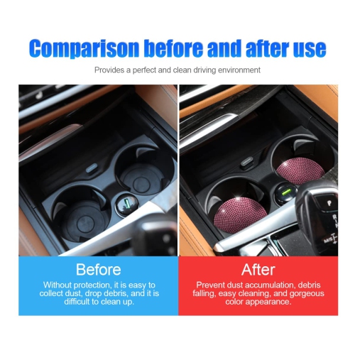 2PCS Bling Car Cup Holder Coaster, Handcrafted Rhinestone Crystal Cup Holder Coaster Anti-Slip Universal for Cars, SUVs, Home, Office, Car Interior