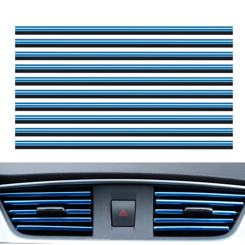 10 Pcs PVC Car Air Conditioner Vent Outlet Trim Strip DIY Decoration U Shape Moulding Trim Strip Line Car Shiny Accessories(Blue)