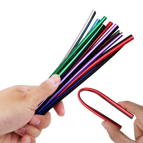 10 Pcs PVC Car Air Conditioner Vent Outlet Trim Strip DIY Decoration U Shape Moulding Trim Strip Line Car Shiny Accessories(Red)