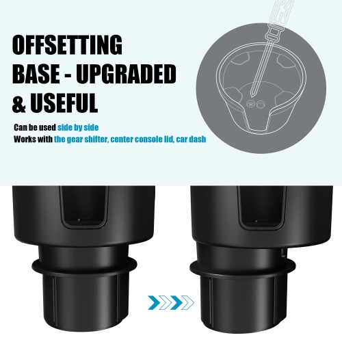 Upgraded Car Cup Holder Expander Adapter with Offset Adjustable Base, Compatible with Yeti 14/24/36/46oz Ramblers, Hydro Flasks 32/40oz, Other Large