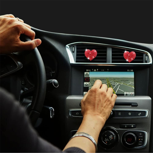 5 Pcs Bling Red Lips Air Vent Clips, Heart Shape Crystal Car Air Vent Clip Charms Car Air Fresheners for Women Rhinestone Diffuser Vent Clip Cute Car