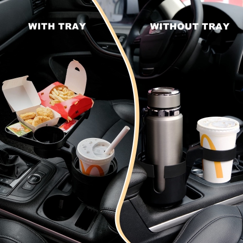 Car Cup Holder Tray with Expandable Base Car Food Tray Table Compatible with Yeti 20/26/30 oz Hydro Flasks 32/40 oz Camelbak 32/40 oz and Other