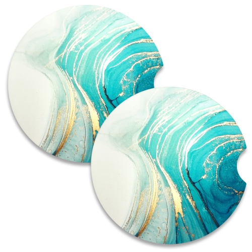 Car Coasters for Cup Holders 2 Pack Absorbent Ceramic Car Cup