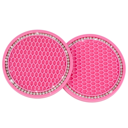 2pcs Car Cup Holder Coasters Rhinestone Car Accessories Glitter Car Coasters Bling Car Cup Mats for Cars Trucks Vehicles