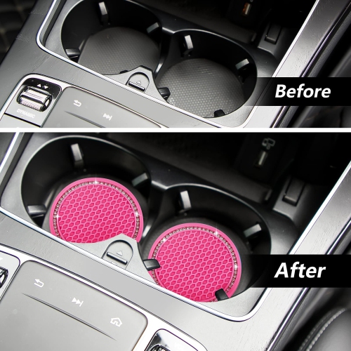 2pcs porte-gobelets Coasters Rhinestone car Accessoires paillettes pour voiture sous-verres pour voitures véhicules automobiles