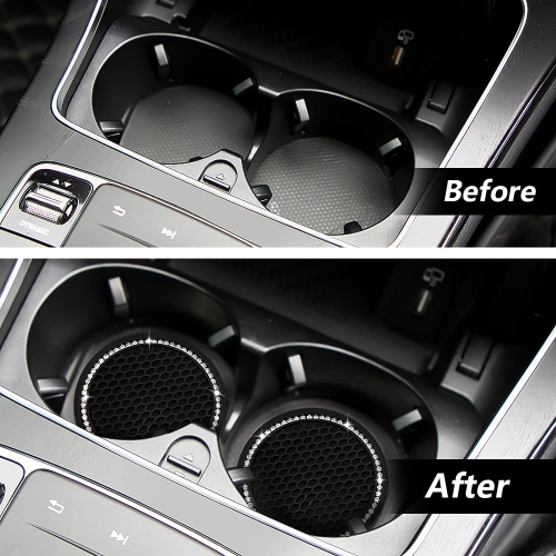 2 Pcs Car Cup Holder Coasters Rhinestone Car Accessories Glitter Car Coasters Bling Car Cup Mats for Cars, Trucks, Vehicles