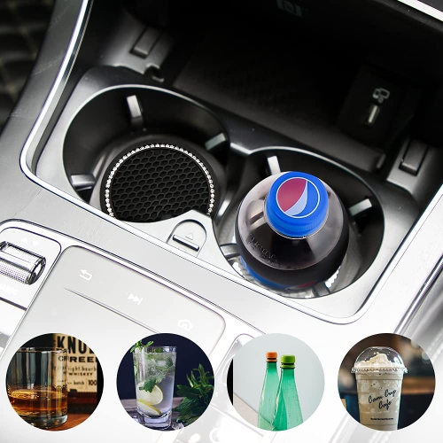 2 Pcs Car Cup Holder Coasters Rhinestone Car Accessories Glitter Car Coasters Bling Car Cup Mats for Cars, Trucks, Vehicles