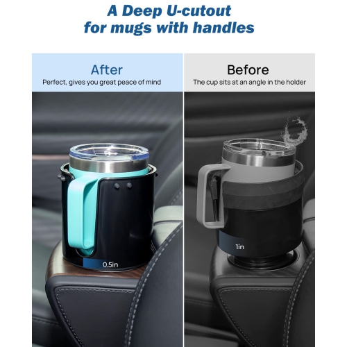 Upgraded Car Cup Holder Expander with Offset Base, Compatible with YETI, Hydro Flask, Large Cup Holder Expander for Car Hold 18-40 oz Bottles and