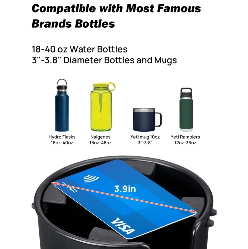 Upgraded Car Cup Holder Expander with Offset Base, Compatible with YETI, Hydro Flask, Large Cup Holder Expander for Car Hold 18-40 oz Bottles and
