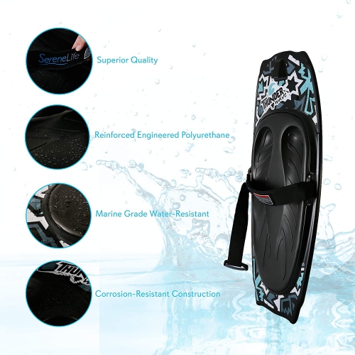 SereneLife Water Sport Kneeboard with Hook for Kids & Adults, Kneeboard with Strap for Boating, Waterboarding, Kneeling Boogie Boarding, Knee Surfing