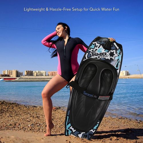 SereneLife Water Sport Kneeboard with Hook for Kids & Adults, Kneeboard with Strap for Boating, Waterboarding, Kneeling Boogie Boarding, Knee Surfing