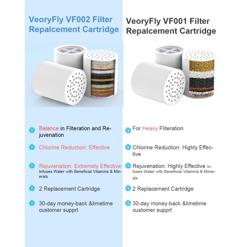 Paquet de 2 cartouches de rechange pour filtre de douche à 20 étapes - Balance dans la filtration et la remise à neuf pour eau dure - Cartouche de