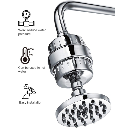 Filtre de douche à 20 étapes pour eau dure avec 3 cartouches, filtre de pomme de douche adoucisseur d'eau Balance dans filtration et rajeunissement,