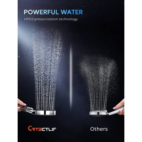 Pomme de douche filtrée, haute pression 6 modes de pulvérisation pomme de douche avec tuyau extra long de 70 po, support, filtre de pomme de douche à