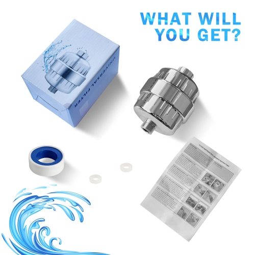 Filtre de douche à 20 niveaux, filtre de douche à eau dure, rendement élevé, adoucisseur d'eau, pour réduire le chlore à eau dure, métal lourd et