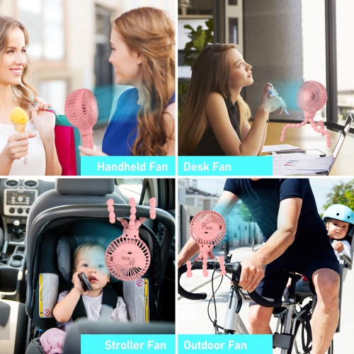 Stroller Fan Upgraded Portable Fan Versatile Fan Personal Desk Fan USB Rechargeable Fan with LED Light and Aromatherapy Flexible Tripod Design