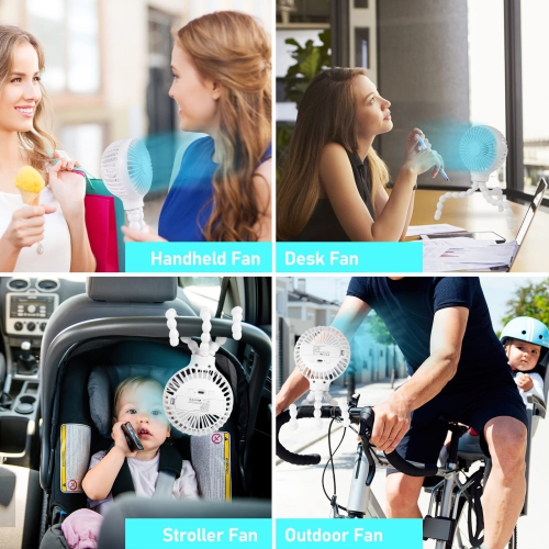 Stroller Fan Upgraded Portable Fan Versatile Fan Personal Desk Fan USB Rechargeable Fan with LED Light and Aromatherapy Flexible Tripod Design