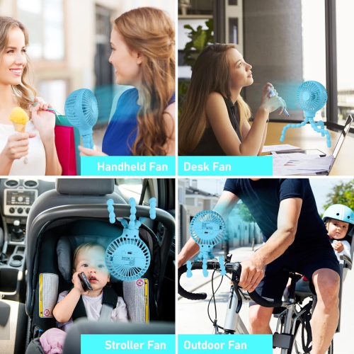 Stroller Fan Upgraded Portable Fan Versatile Fan Personal Desk Fan USB Rechargeable Fan with LED Light and Aromatherapy Flexible Tripod Design