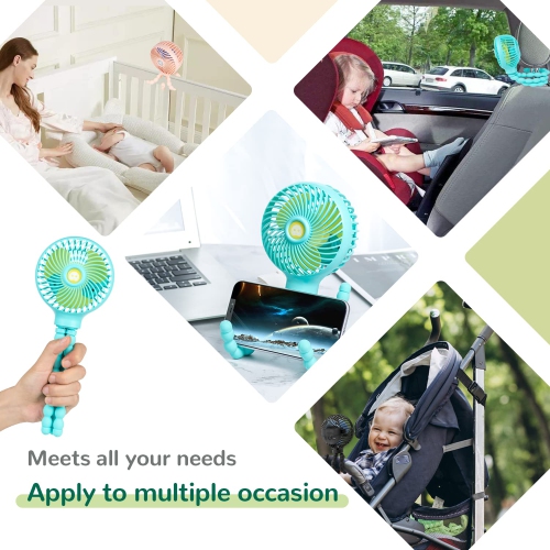 Mini Baby Stroller Fan, Handheld Personal Portable Clip On Fan with Flexible Tripod for Stroller Bike Desk Treadmill Crib Car Seat Outdoor Camping,