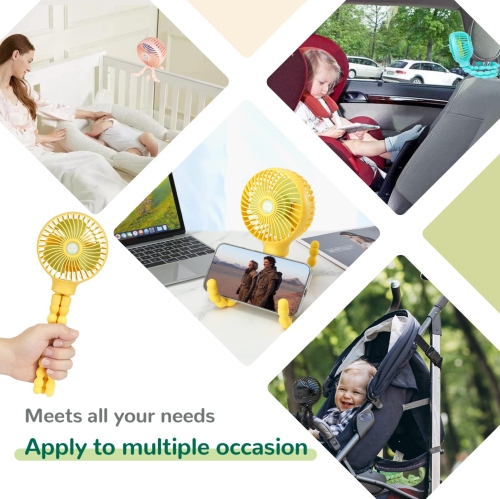 Mini ventilateur poussette, ventilateur portatif à pince portatif avec trépied flexible pour bureau de vélo poussette tapis roulant siège d'auto