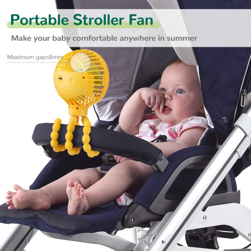 Mini ventilateur poussette, ventilateur portatif à pince portatif avec trépied flexible pour bureau de vélo poussette tapis roulant siège d'auto