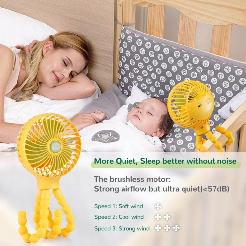 Mini ventilateur poussette, ventilateur portatif à pince portatif avec trépied flexible pour bureau de vélo poussette tapis roulant siège d'auto