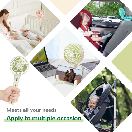 Mini Baby Stroller Fan, Handheld Personal Portable Clip On Fan with Flexible Tripod for Stroller Bike Desk Treadmill Crib Car Seat Outdoor Camping,