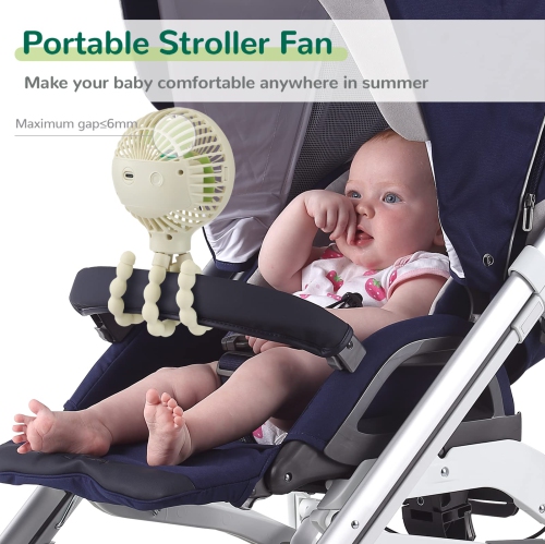 Mini Baby Stroller Fan, Handheld Personal Portable Clip On Fan with Flexible Tripod for Stroller Bike Desk Treadmill Crib Car Seat Outdoor Camping,